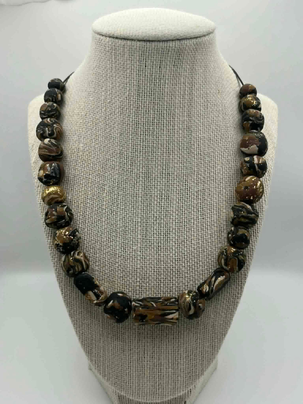 Earthbound Marble Necklace – Polymer Clay &amp; Gold Accents